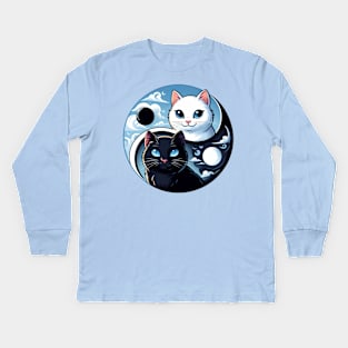 Scenic Ying Yang Cats Kids Long Sleeve T-Shirt